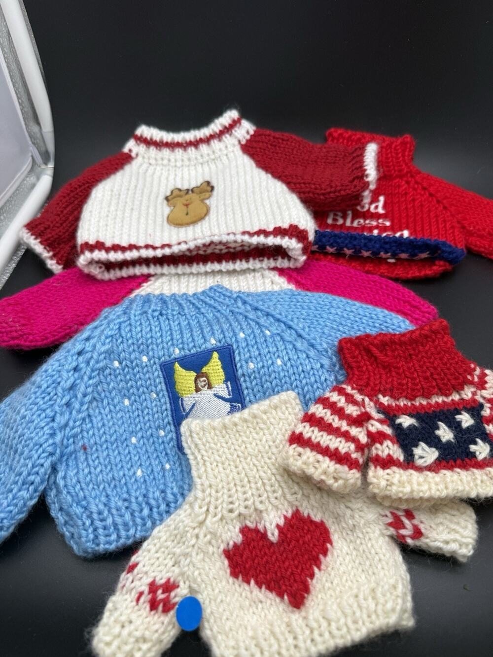 Vintage LOT Crocheted Handmade Doll Clothes Sweaters 6 Pcs